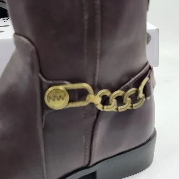 Nine West Amara Bootie Little Girls 2M Brown Almond Toe Block Heel Zip Closure~ - Picture 9 of 15